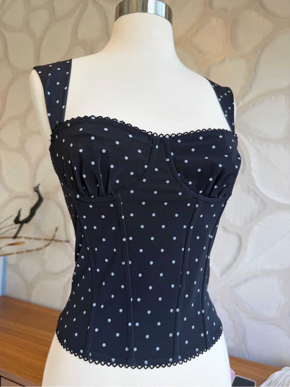 Edikted Black Polka Dot Corset-Style Top
